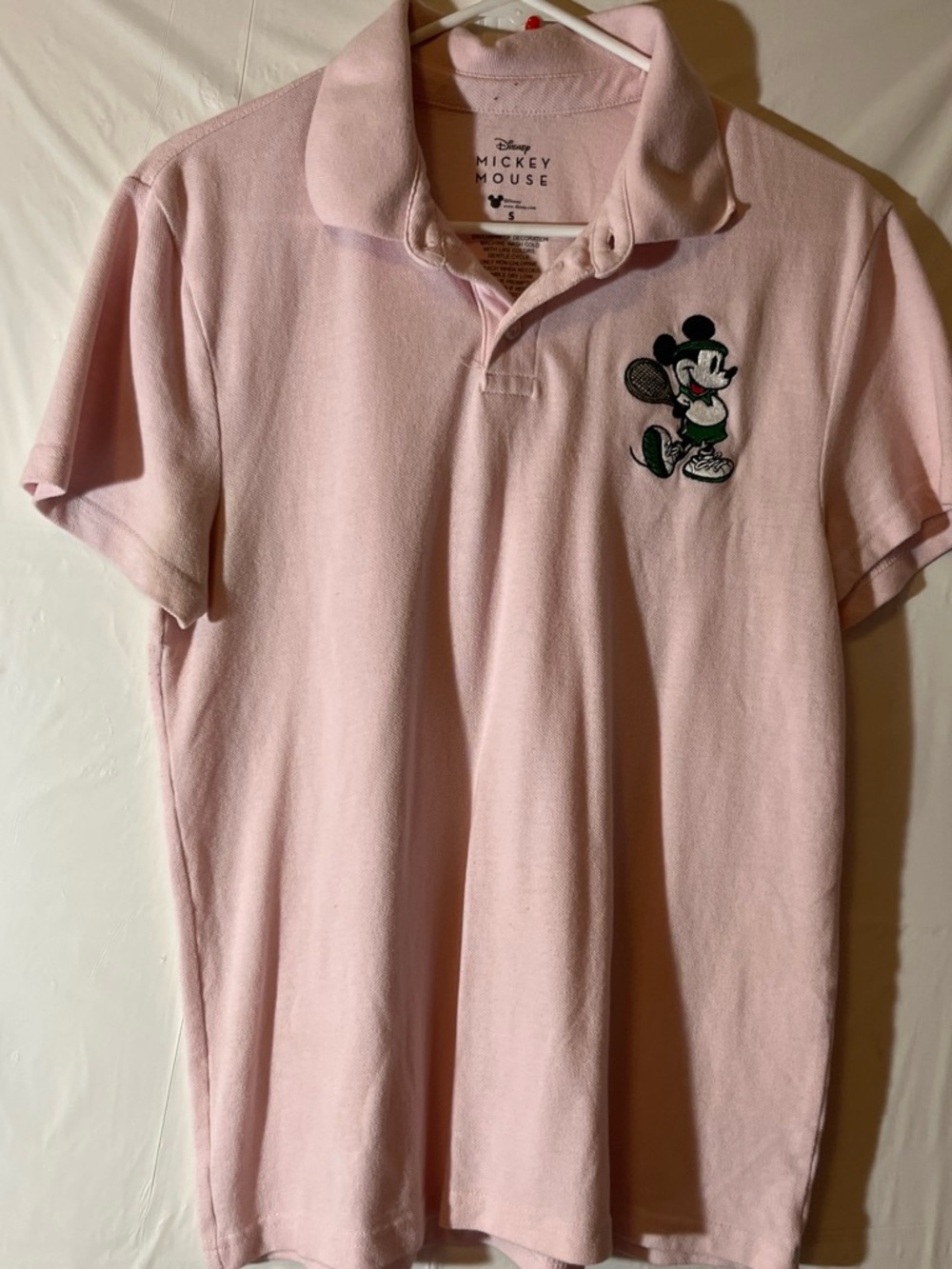 Disney Pink Polo with Embroidered Mickey Mouse